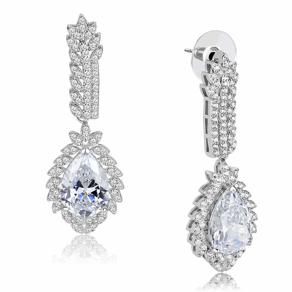 Brass CZ Pear Drop Pavé Y-Chain Set Ring | The Stainless Jewelry view 4