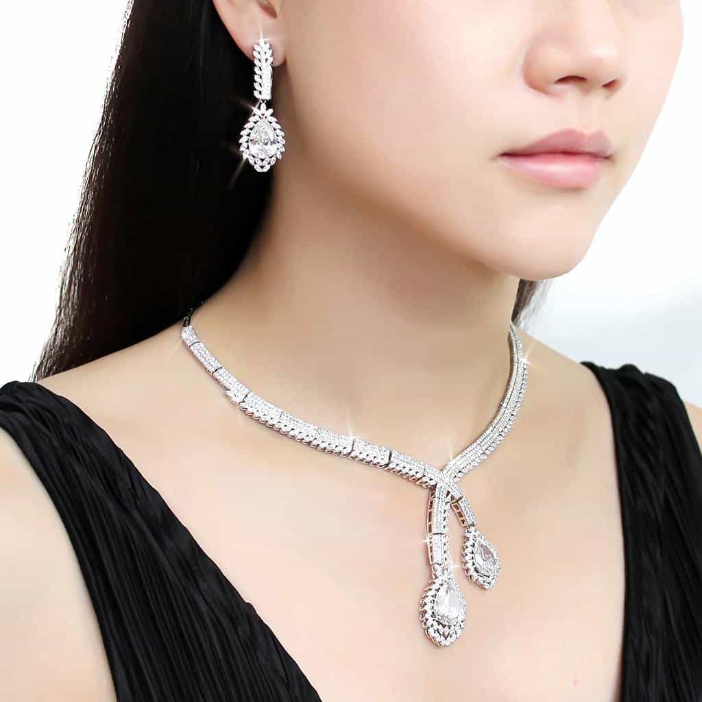 Brass CZ Pear Drop Pavé Y-Chain Set Ring | The Stainless Jewelry view 6