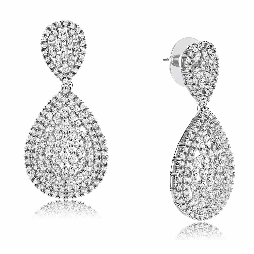 Brass CZ Pavé Teardrop Double Drop Set | The Stainless Jewelry view 10