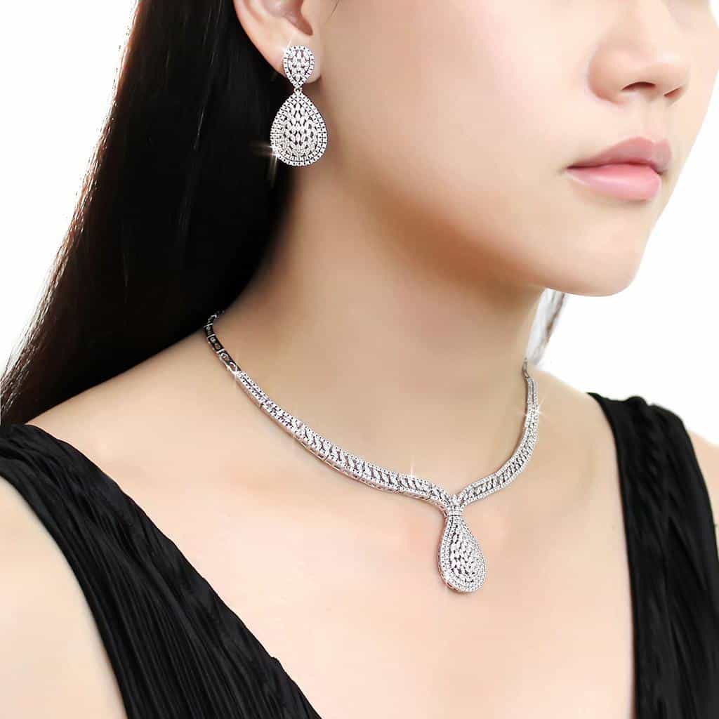 Brass CZ Pavé Teardrop Double Drop Set | The Stainless Jewelry view 6