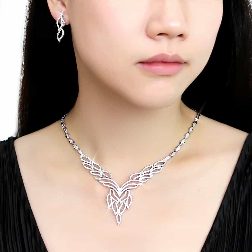 Brass CZ Leaf Chevron Woven Set | The Stainless Jewelry view 12