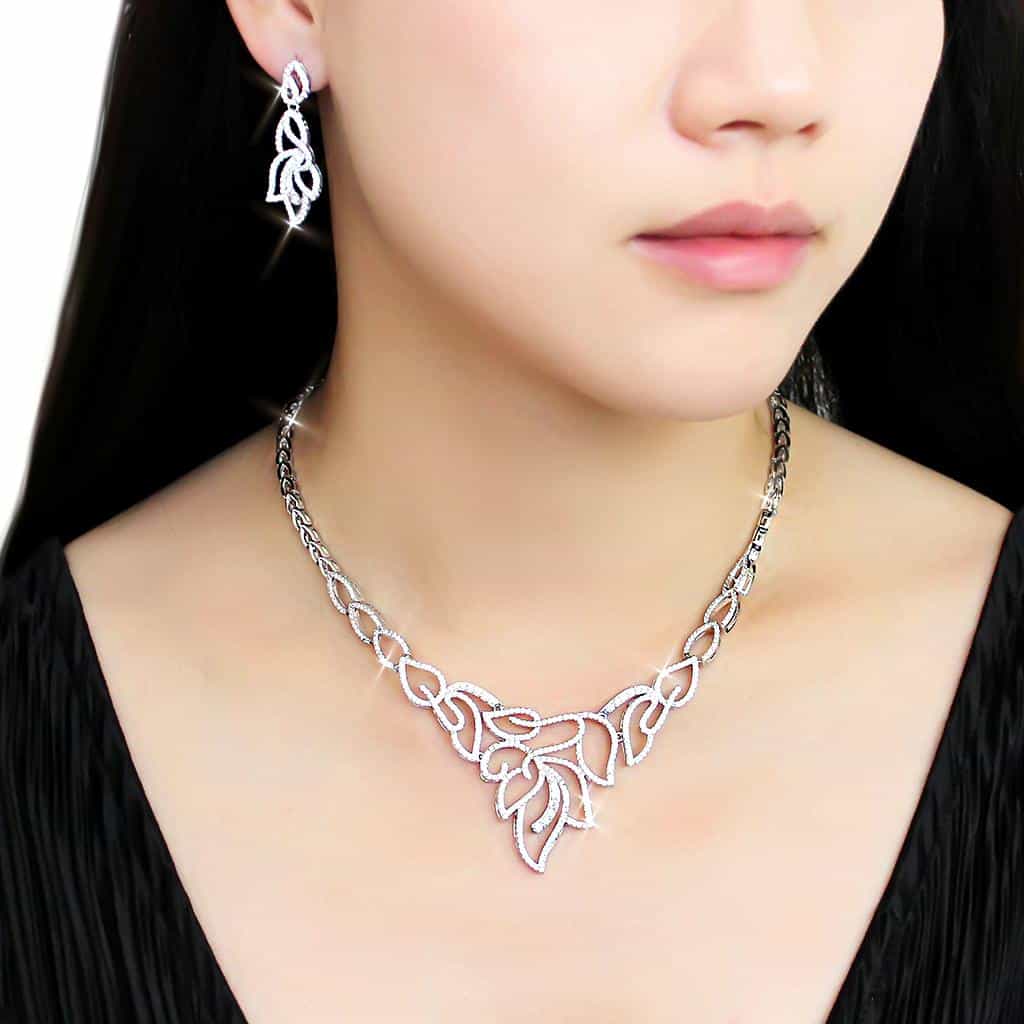 Brass CZ Open Leaf Vine Set | The Stainless Jewelry view 12