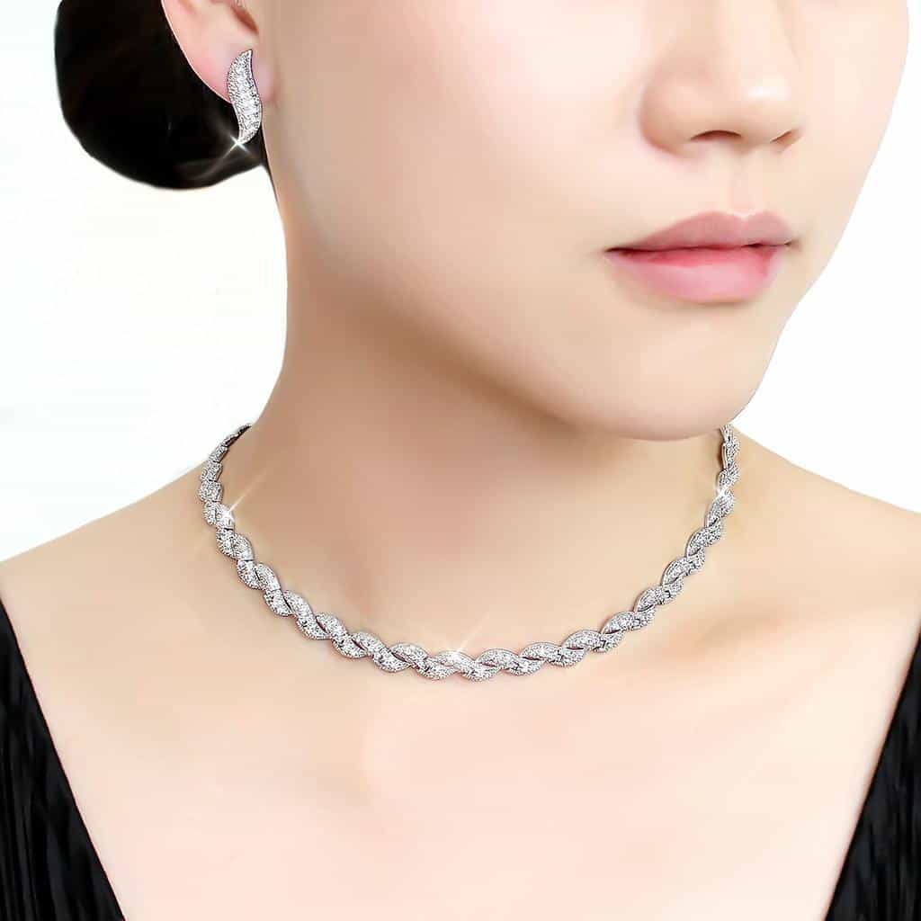 Brass CZ Marquise Leaf Twist Set | The Stainless Jewelry view 6