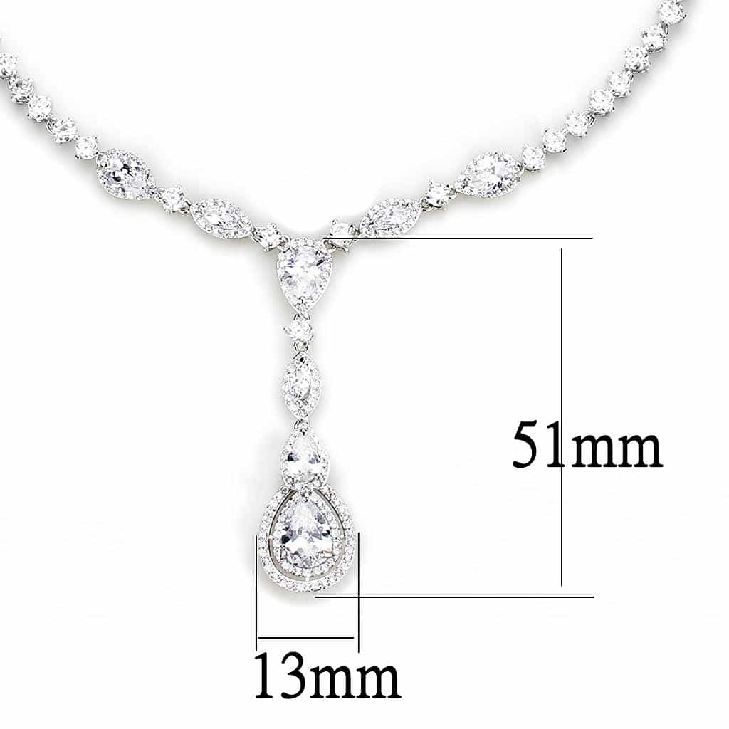 Brass CZ Pear Drop Station Y-Chain Set Necklace view 9