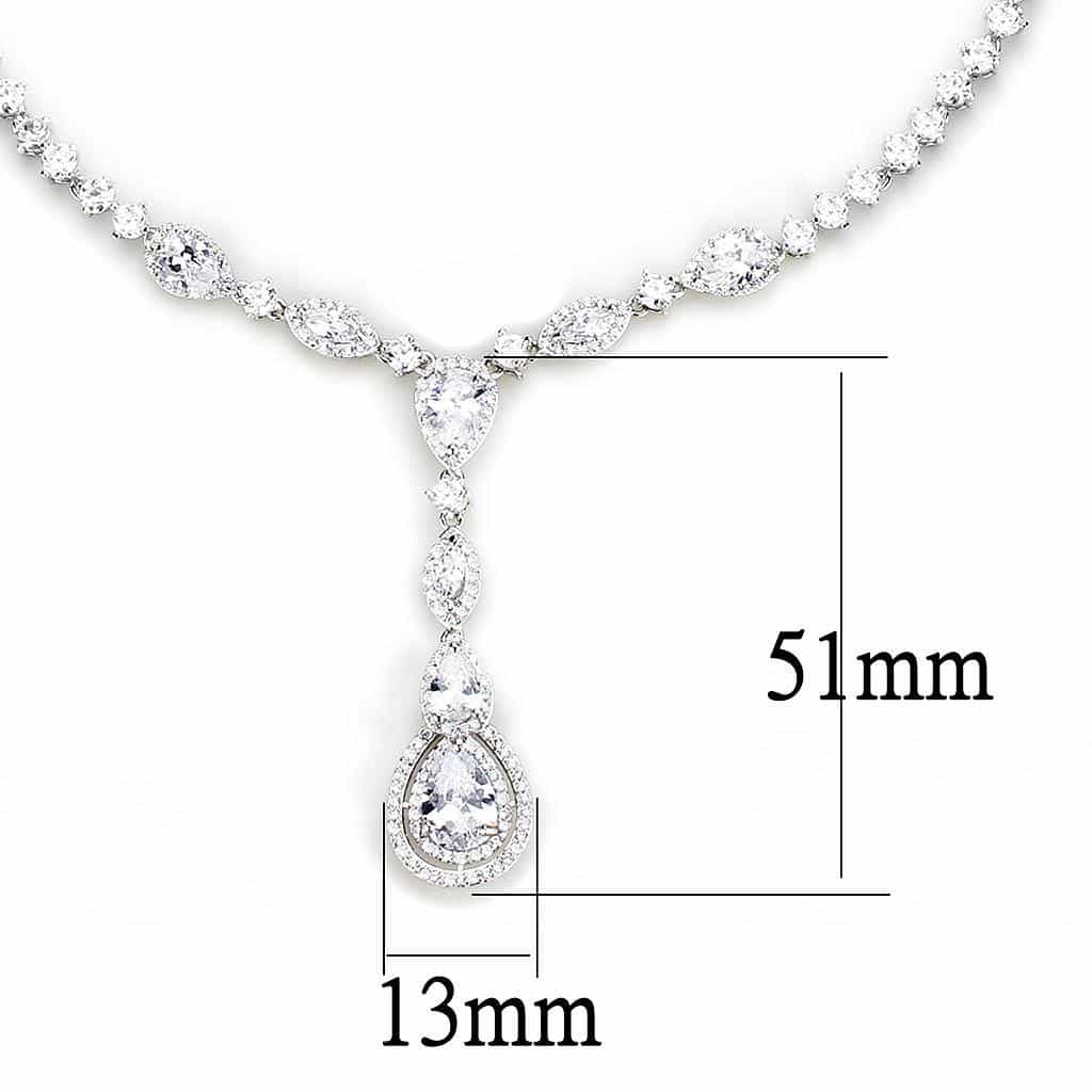 Brass CZ Pear Drop Station Y-Chain Set Necklace view 3