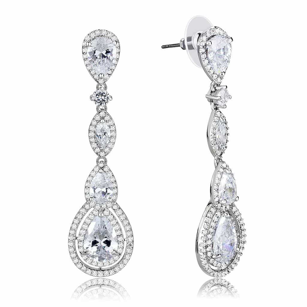 Brass CZ Pear Drop Station Y-Chain Set Necklace view 10