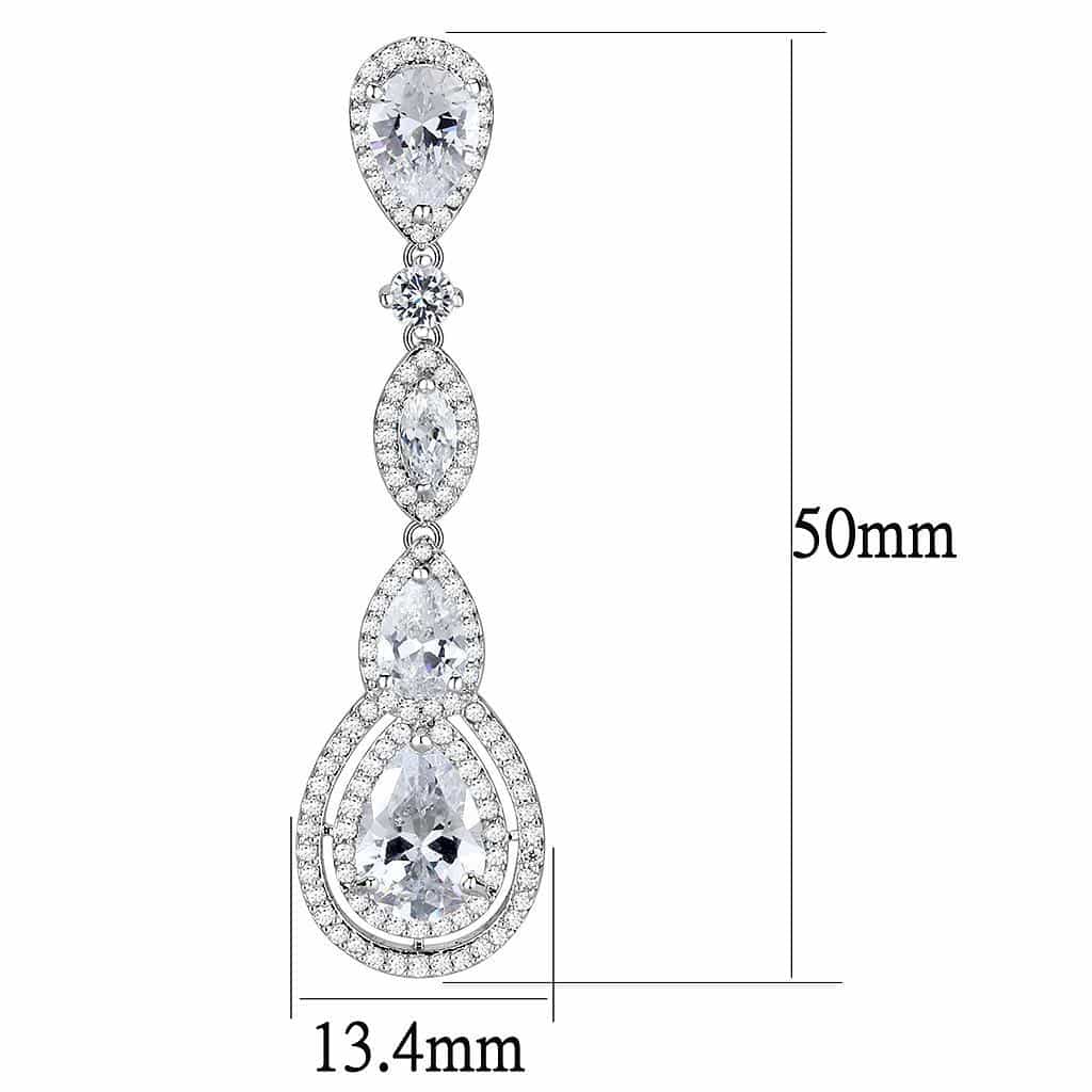 Brass CZ Pear Drop Station Y-Chain Set Necklace view 5