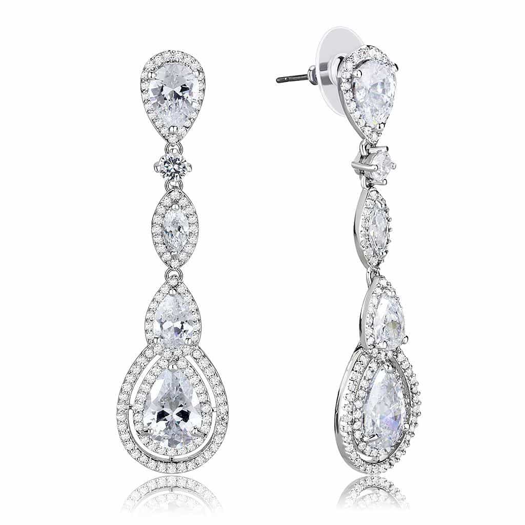 Brass CZ Pear Drop Station Y-Chain Set Necklace view 4