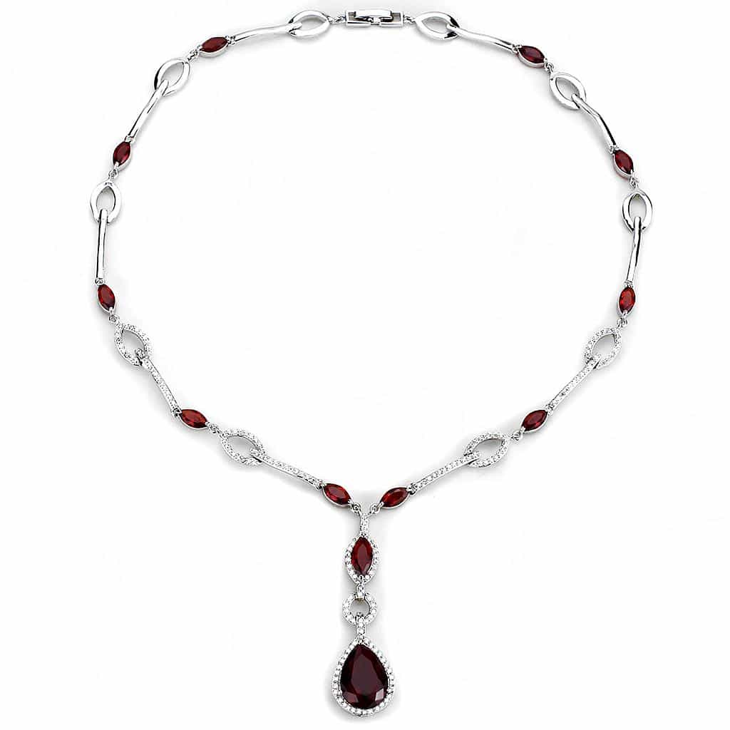 Brass Garnet CZ Pear Drop Y-Necklace Set Necklace view 8