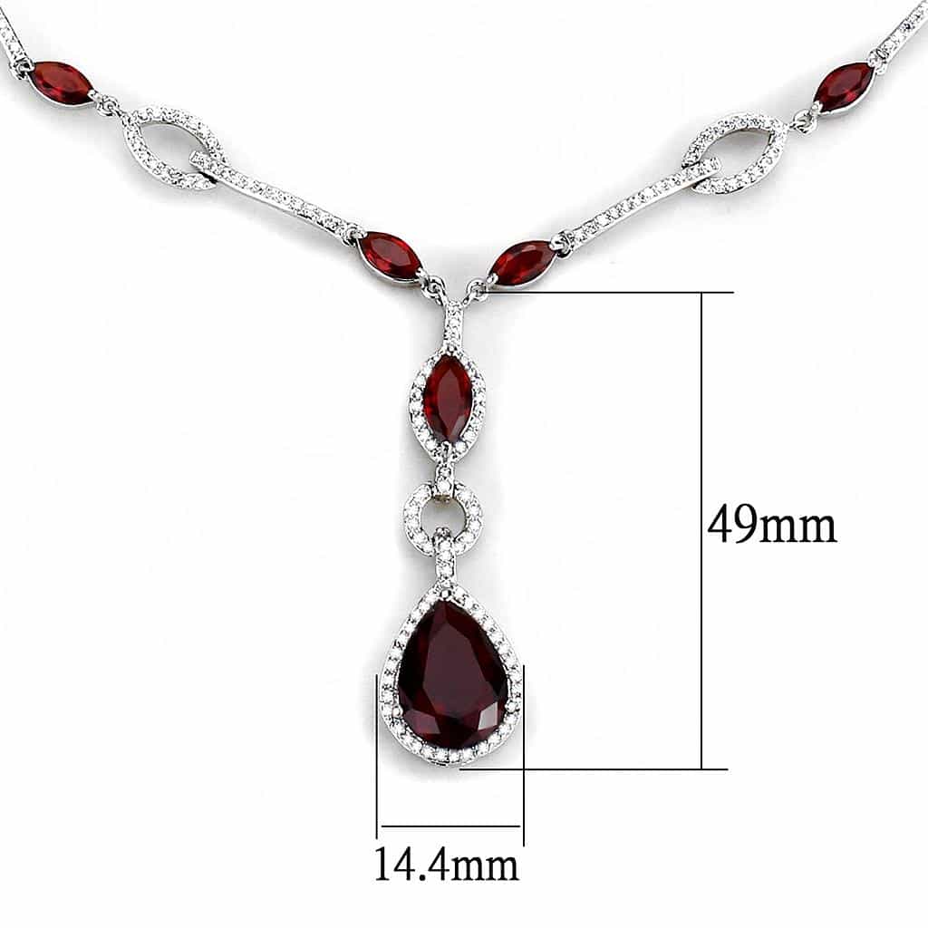 Brass Garnet CZ Pear Drop Y-Necklace Set Necklace view 9