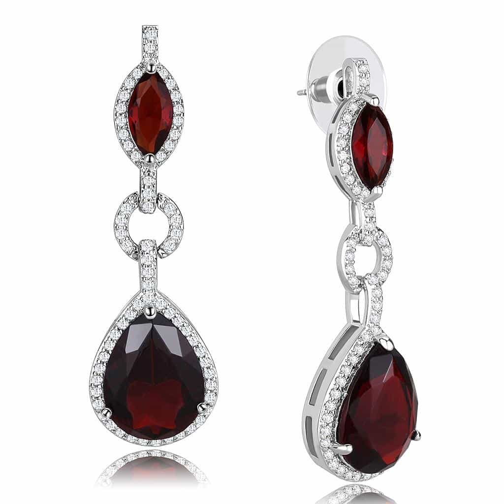 Brass Garnet CZ Pear Drop Y-Necklace Set Necklace view 10
