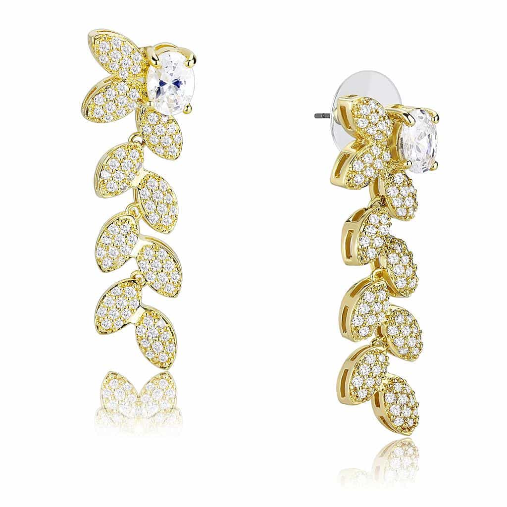 Brass Gold CZ Leaf Vine Collar Set | The Stainless Jewelry view 4
