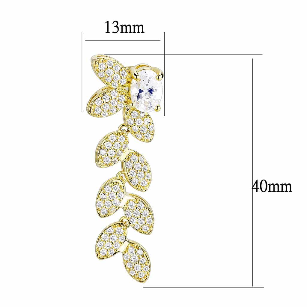 Brass Gold CZ Leaf Vine Collar Set | The Stainless Jewelry view 5