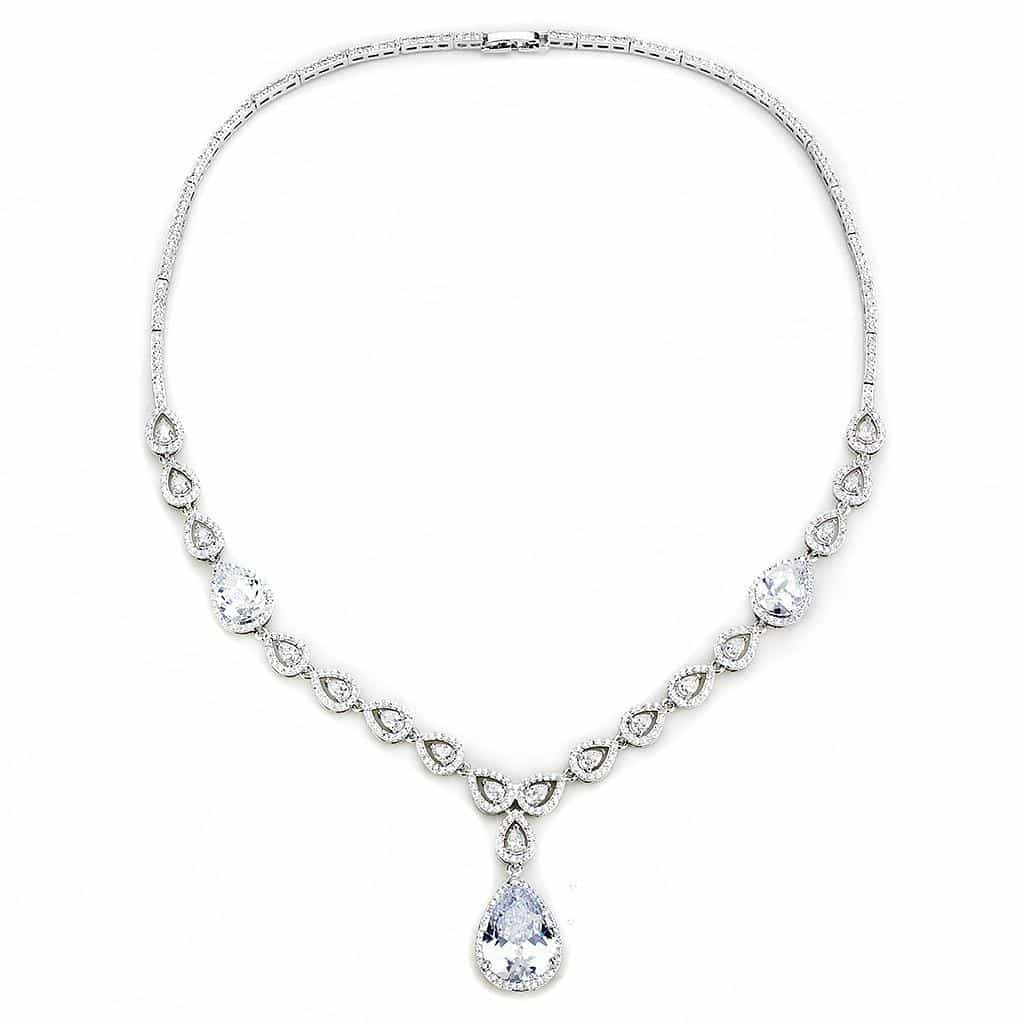 Brass CZ Marquise Leaf Pear Drop Set | The Stainless Jewelry view 2