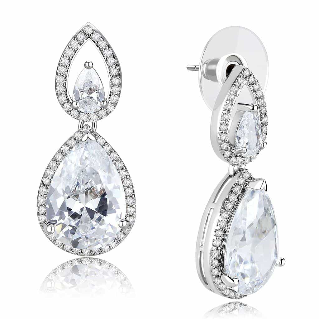 Brass CZ Marquise Leaf Pear Drop Set | The Stainless Jewelry view 10
