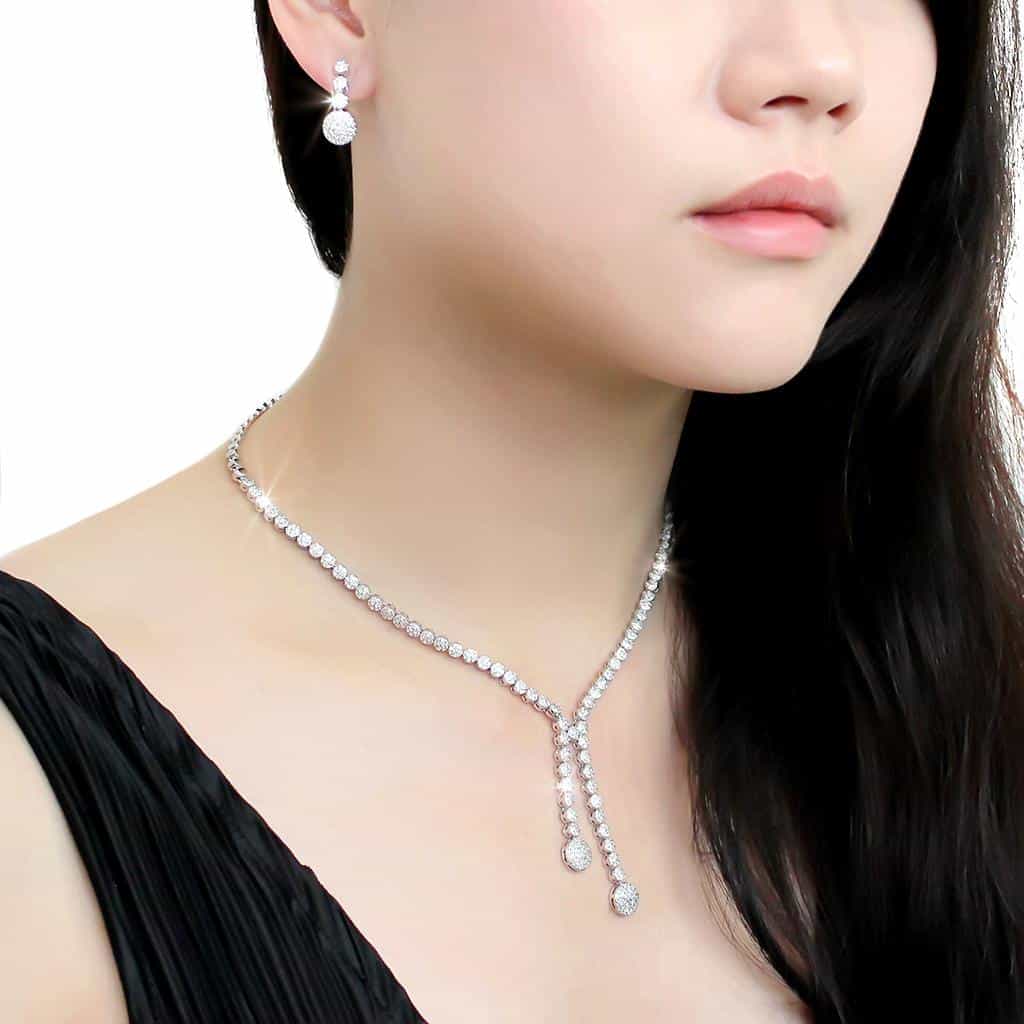 Brass CZ Round Y-Lariat Drop Set | The Stainless Jewelry view 12