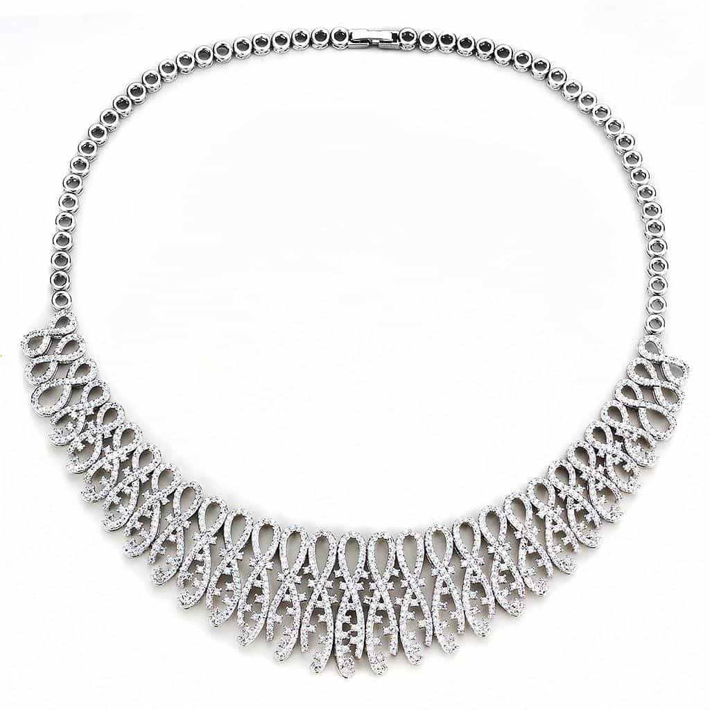 Brass CZ Woven Fringe Scallop Bib Set Ring view 8