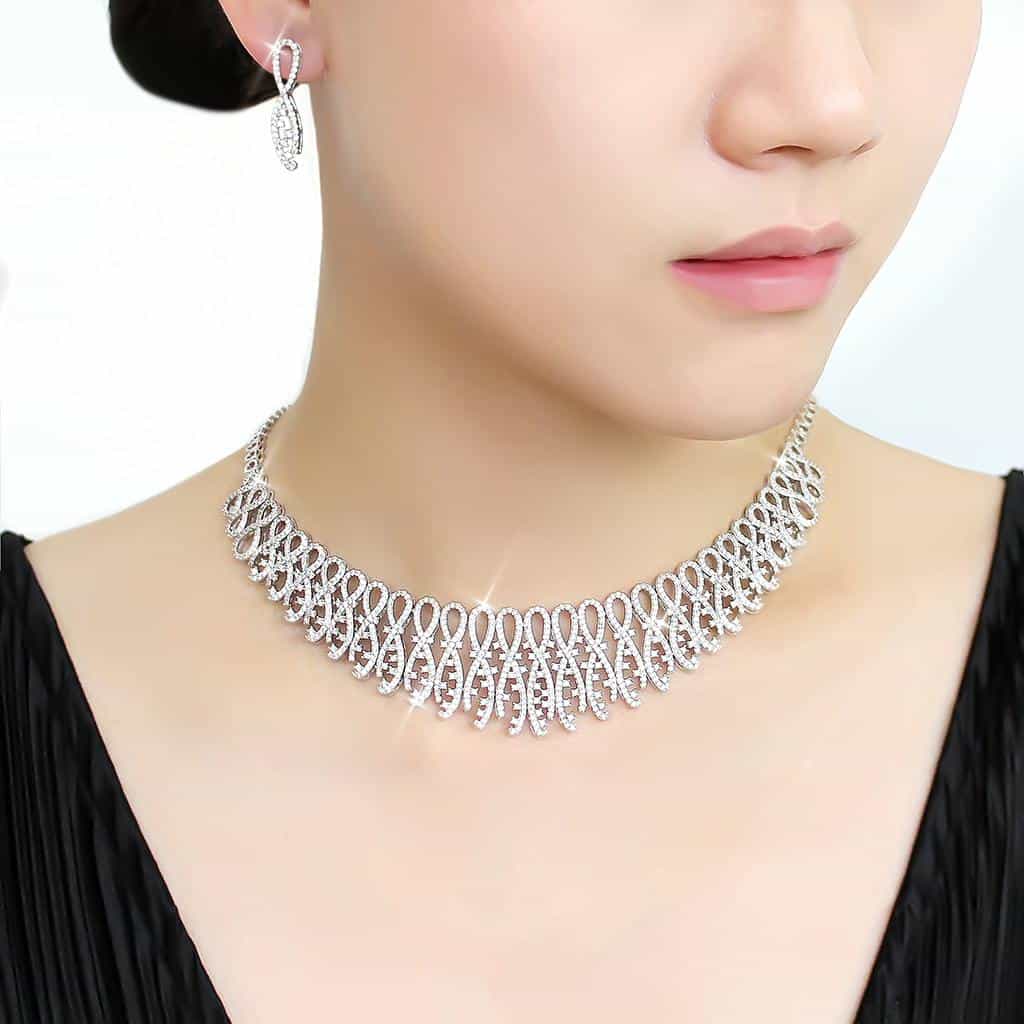 Brass CZ Woven Fringe Scallop Bib Set Ring view 12