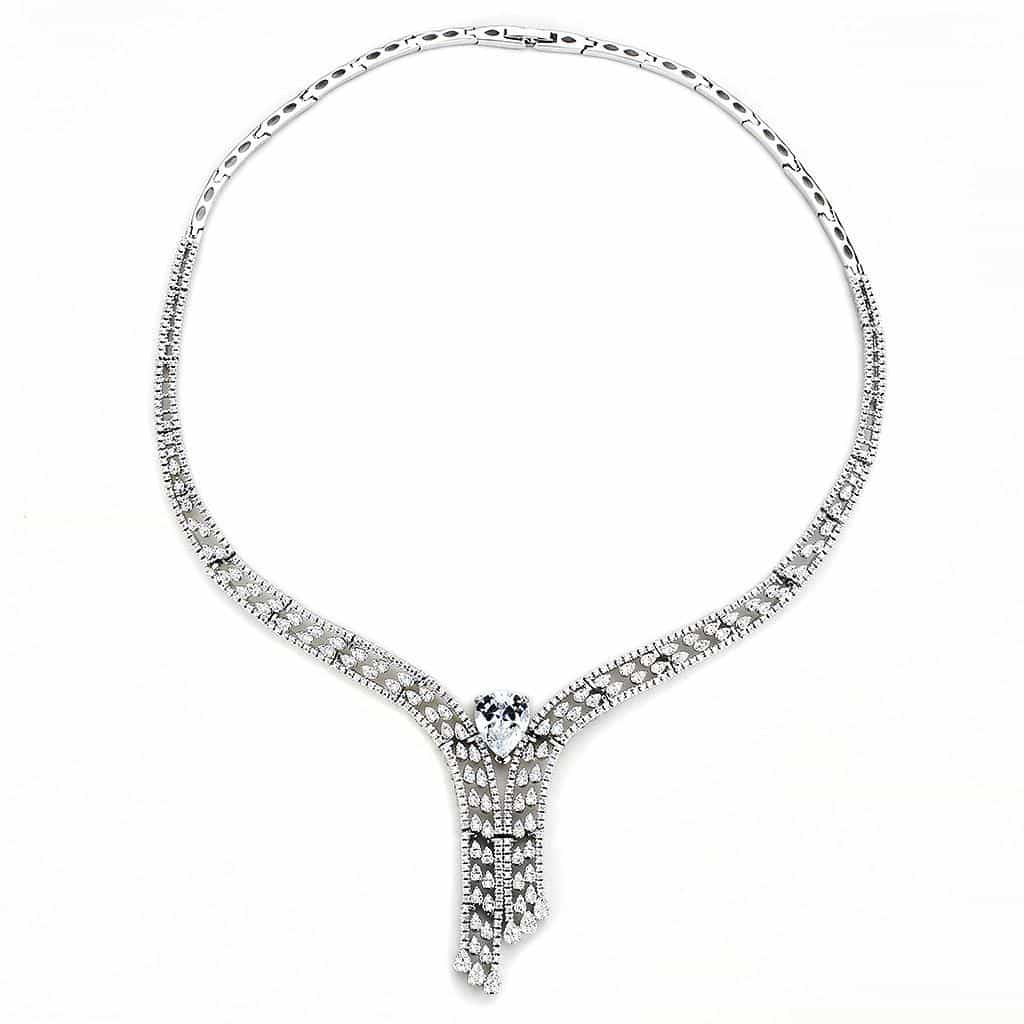 Brass CZ Tassel Bar Drop Y-Necklace Set Necklace view 2