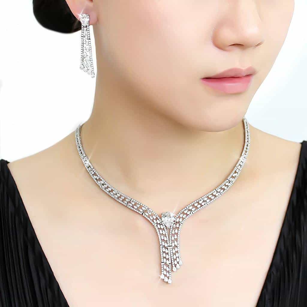 Brass CZ Tassel Bar Drop Y-Necklace Set Necklace view 6