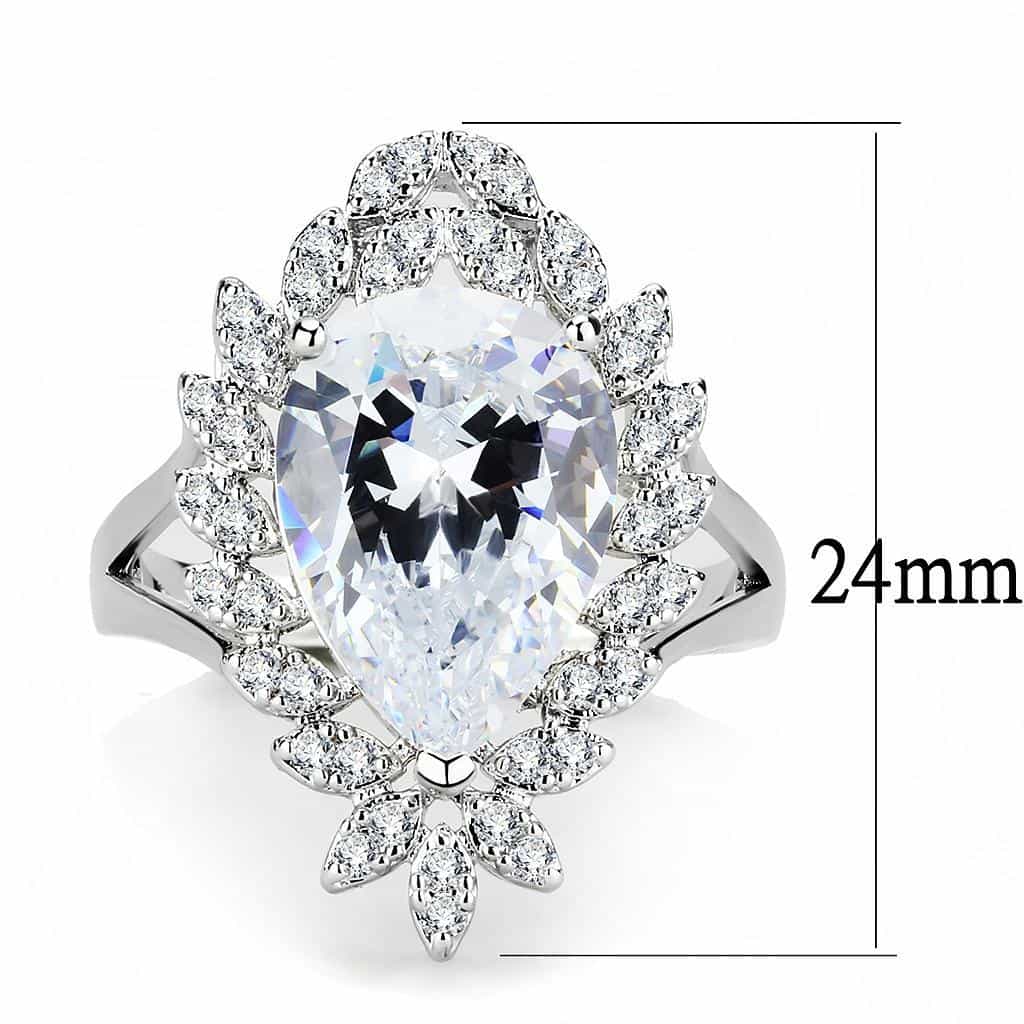 Brass CZ Oval Sunburst Flower Halo Cocktail Ring view 2