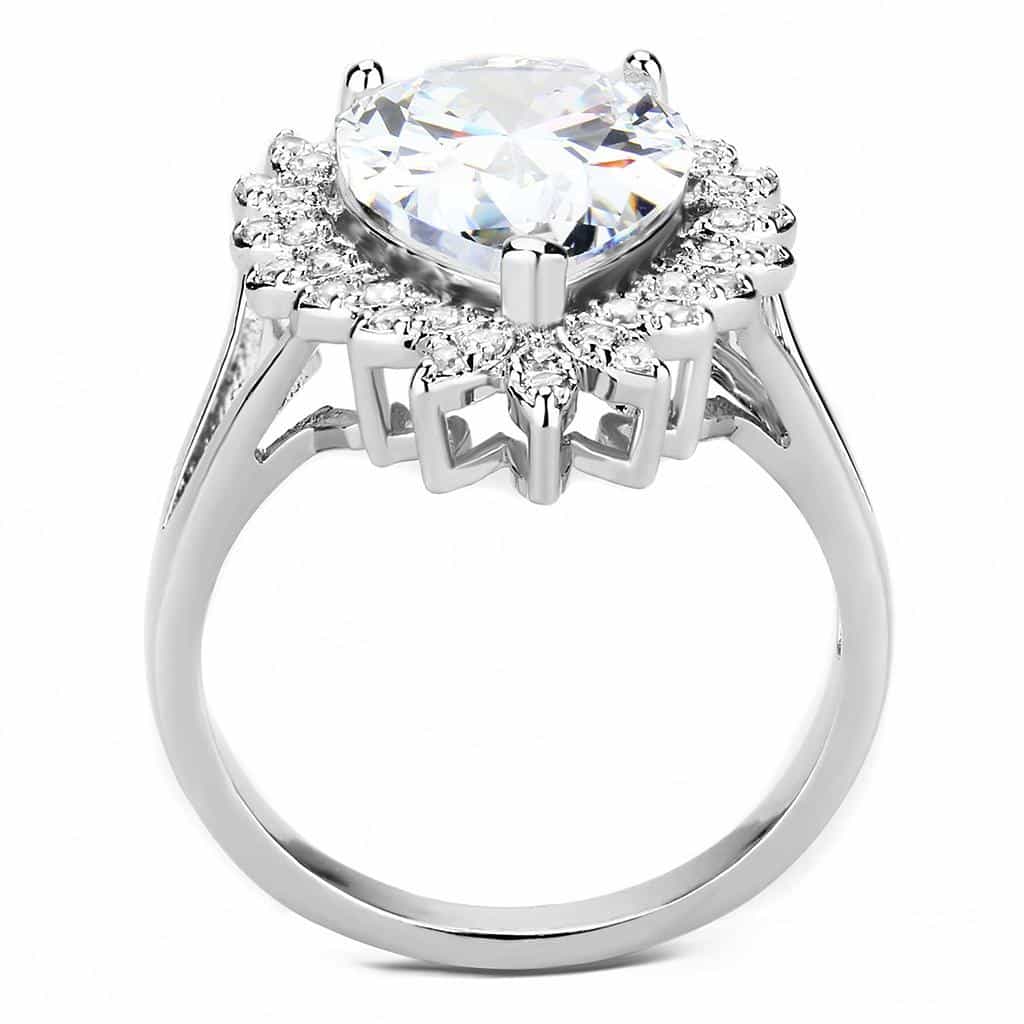 Brass CZ Oval Sunburst Flower Halo Cocktail Ring view 3