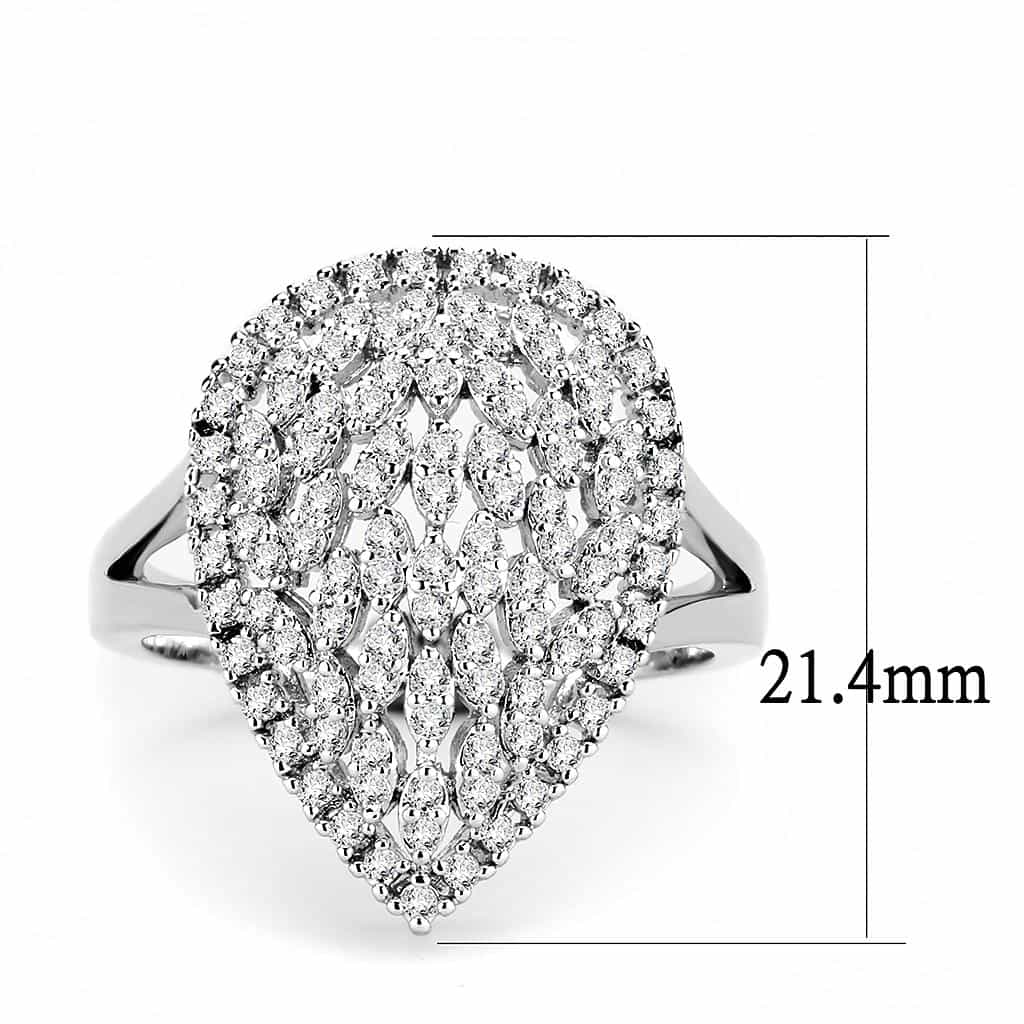Brass CZ Marquise Cluster Wide Shield Ring view 7