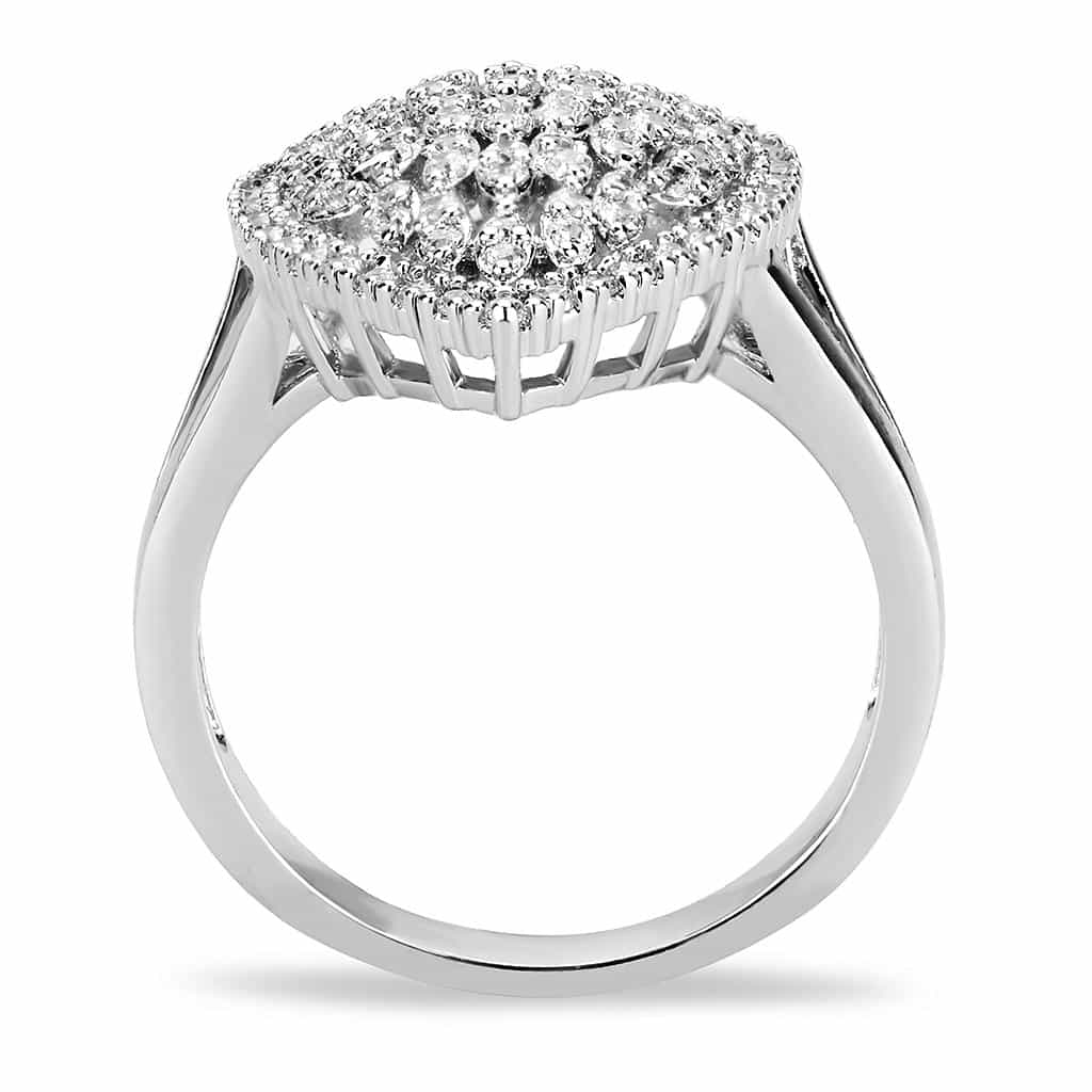 Brass CZ Marquise Cluster Wide Shield Ring view 8