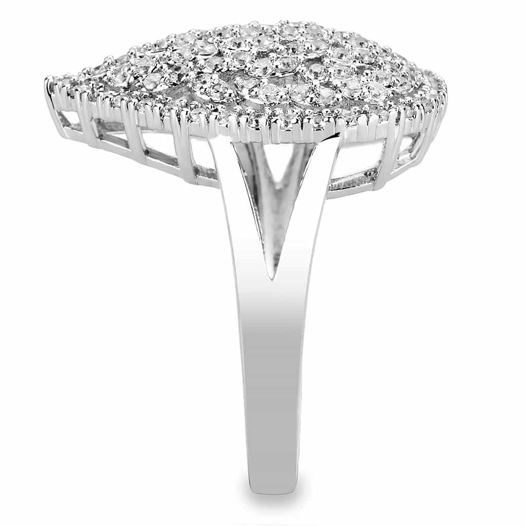 Brass CZ Marquise Cluster Wide Shield Ring view 9