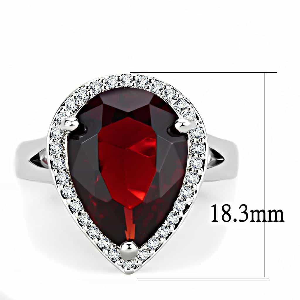 Brass Garnet Pear CZ Halo Open Shank Ring | The Stainless Jewelry view 7