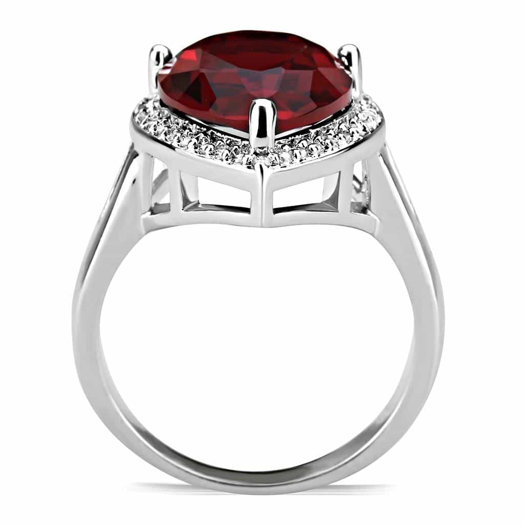 Brass Garnet Pear CZ Halo Open Shank Ring | The Stainless Jewelry view 8