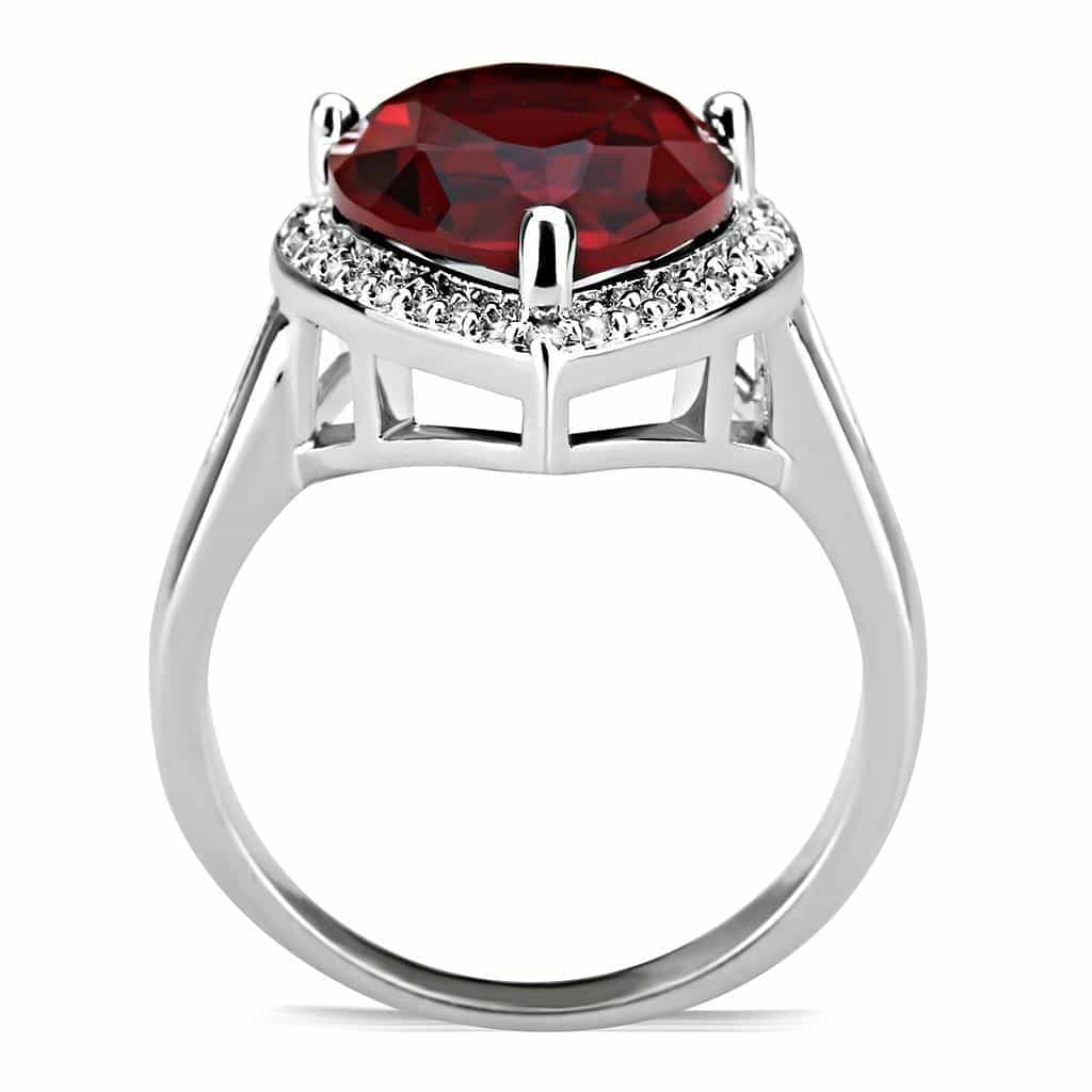 Brass Garnet Pear CZ Halo Open Shank Ring | The Stainless Jewelry view 3