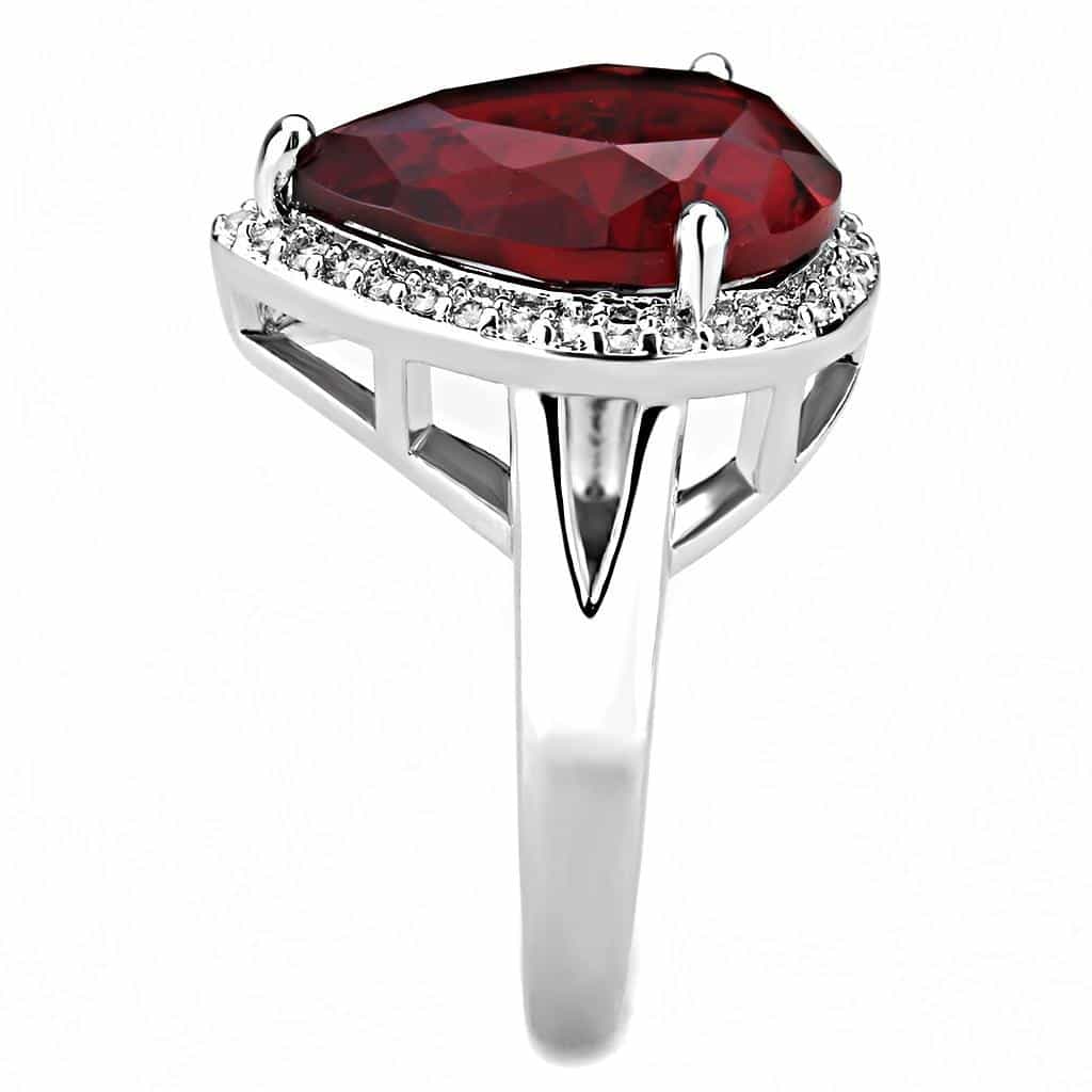 Brass Garnet Pear CZ Halo Open Shank Ring | The Stainless Jewelry view 4