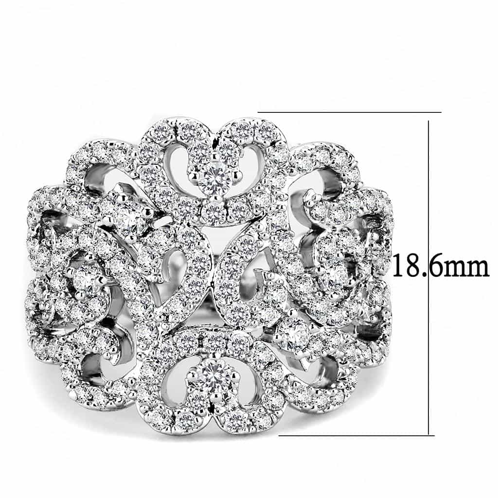Brass CZ Open Filigree Scroll Wide Dome Ring view 7