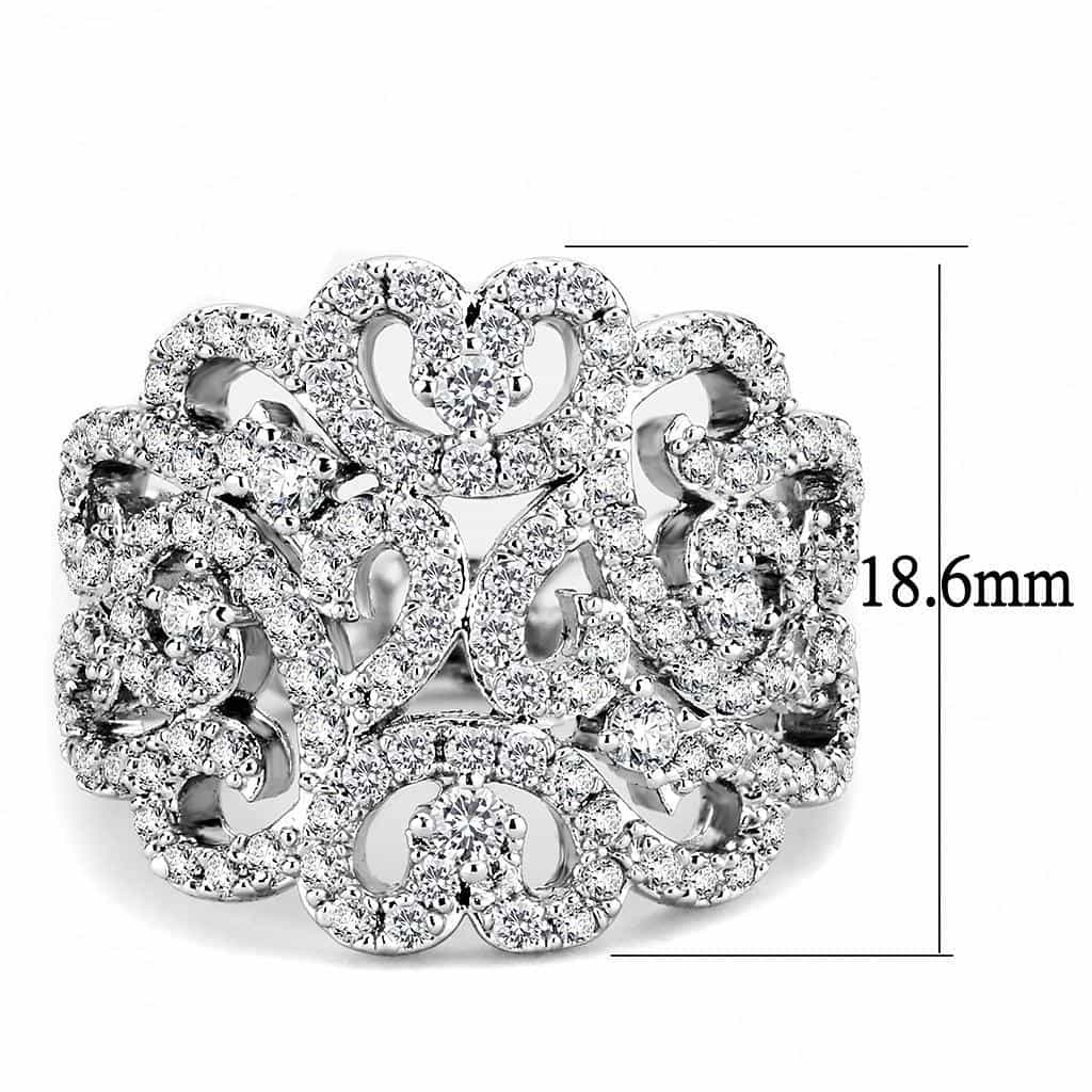 Brass CZ Open Filigree Scroll Wide Dome Ring view 2