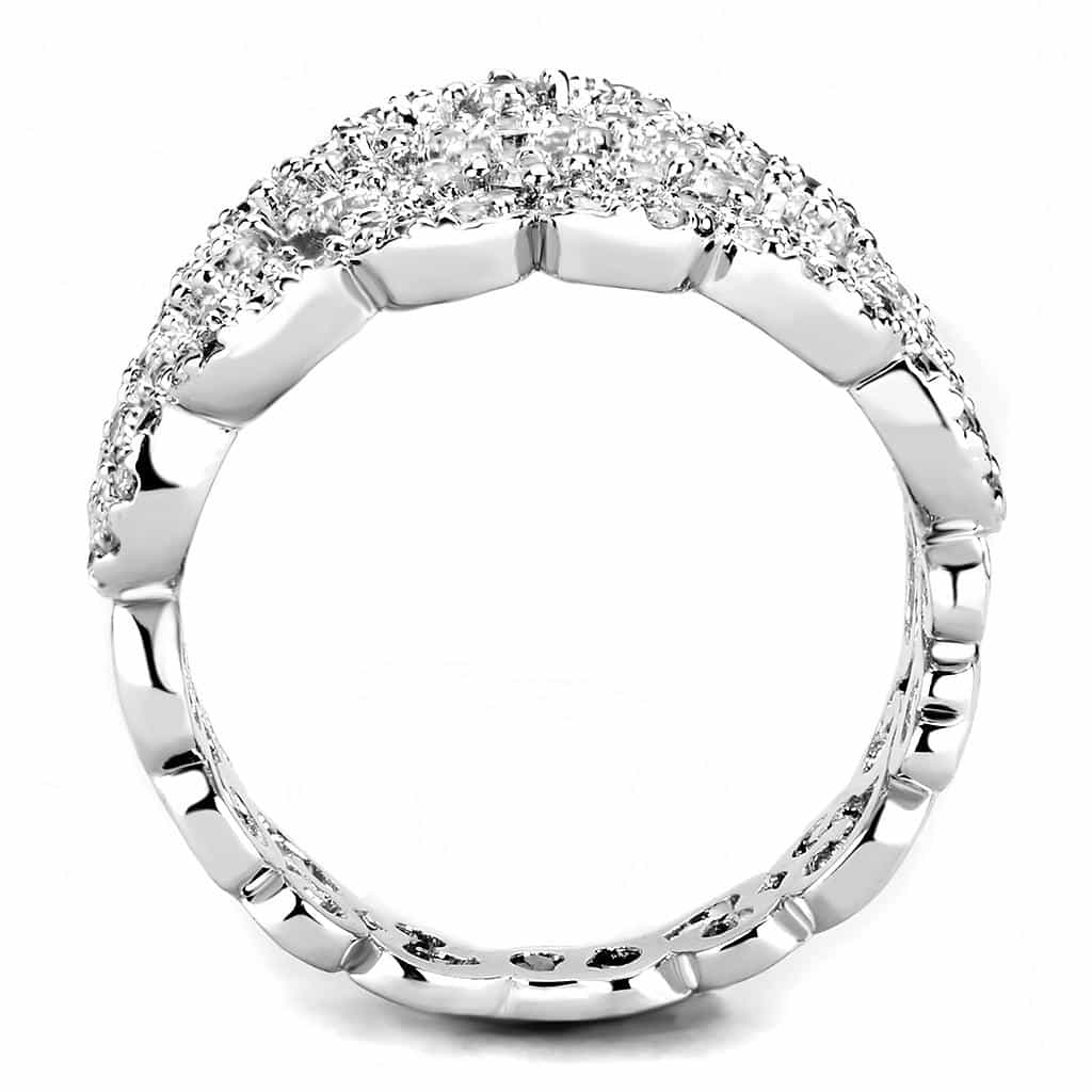 Brass CZ Open Filigree Scroll Wide Dome Ring view 8