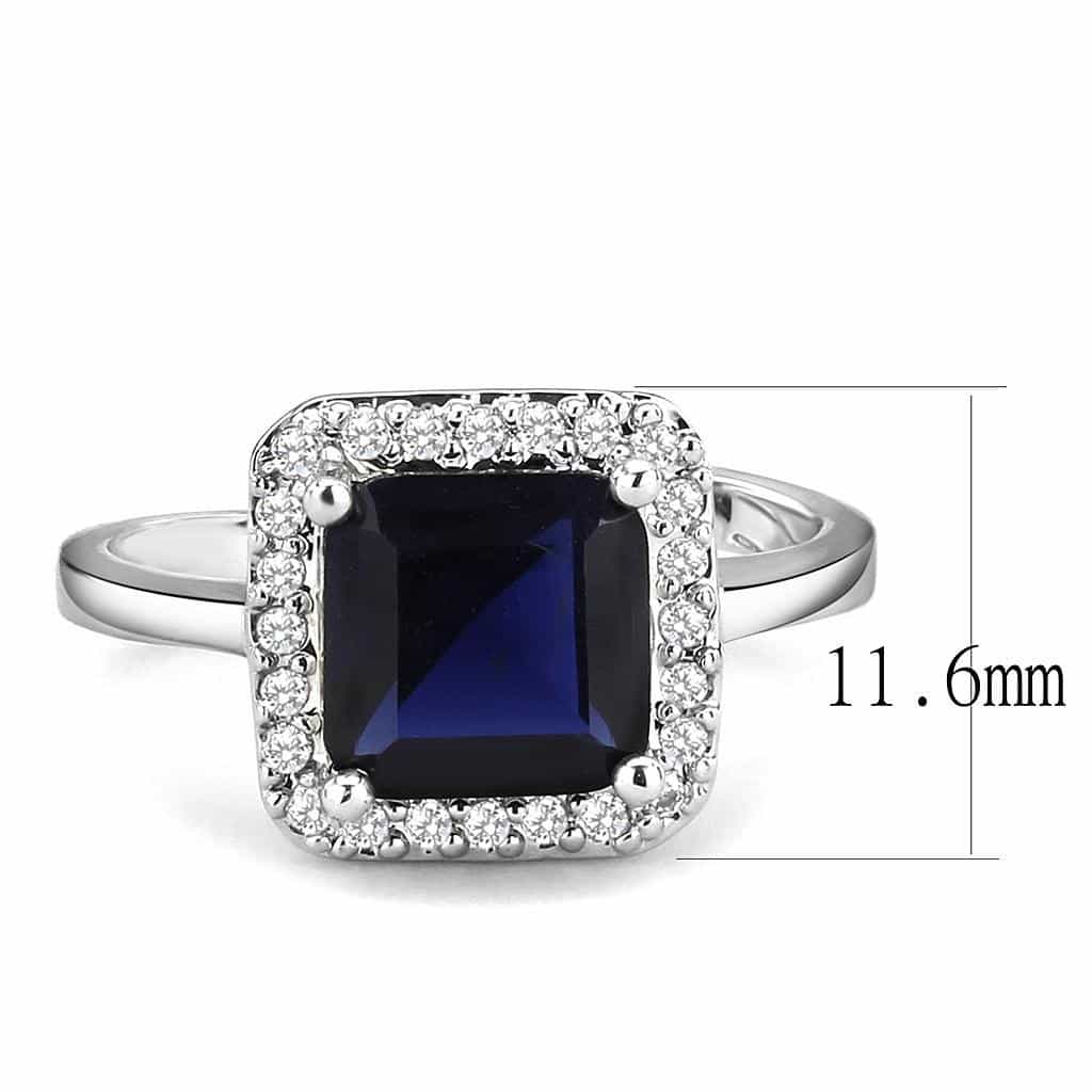 Brass Sapphire Emerald-Cut CZ Halo Ring | The Stainless Jewelry view 2