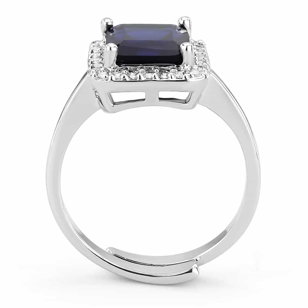 Brass Sapphire Emerald-Cut CZ Halo Ring | The Stainless Jewelry view 7