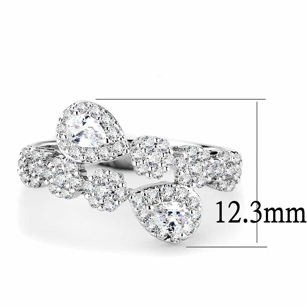 Brass CZ Three-Stone Round Halo Infinity Ring view 7