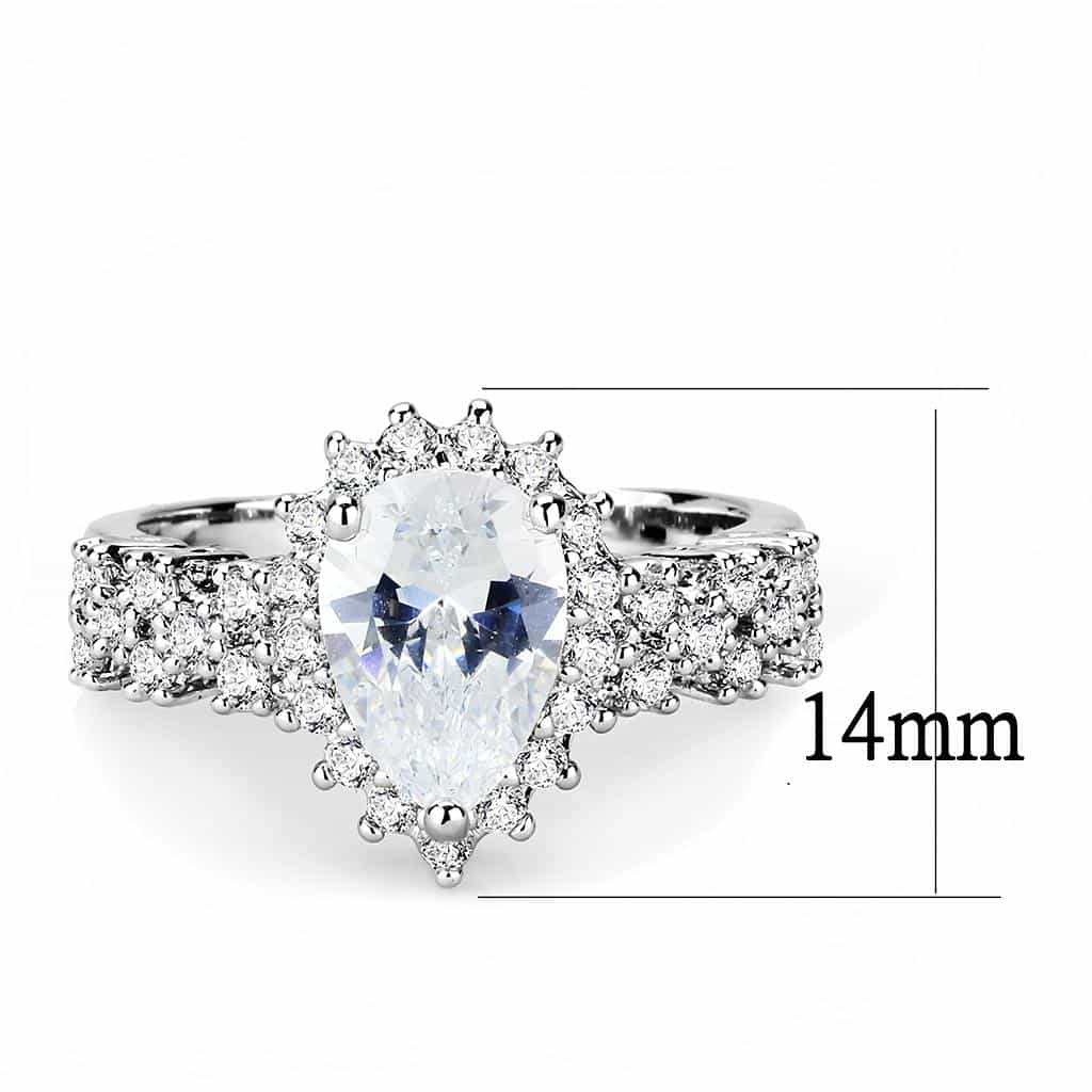 Brass CZ Pear Solitaire Marquise Cluster Shank Ring view 7