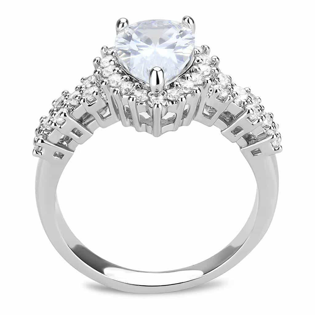 Brass CZ Pear Solitaire Marquise Cluster Shank Ring view 3