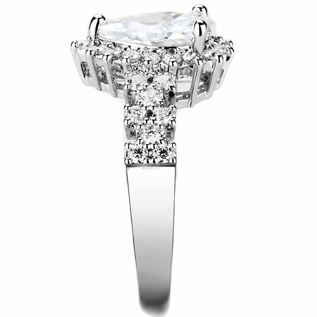 Brass CZ Pear Solitaire Marquise Cluster Shank Ring view 4