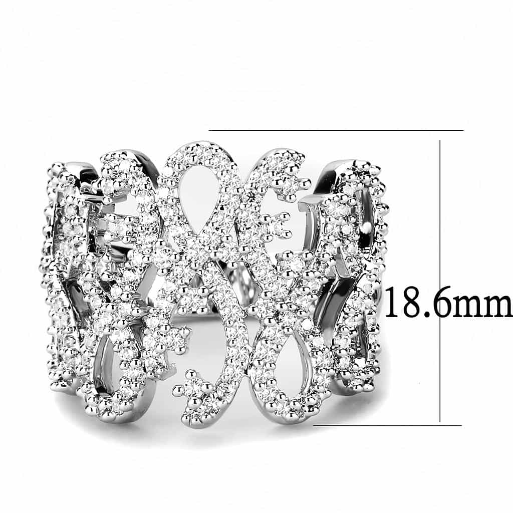 Brass CZ Pavé Open Scroll Wide Cocktail Ring view 7