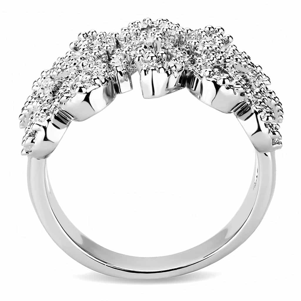Brass CZ Pavé Open Scroll Wide Cocktail Ring view 8