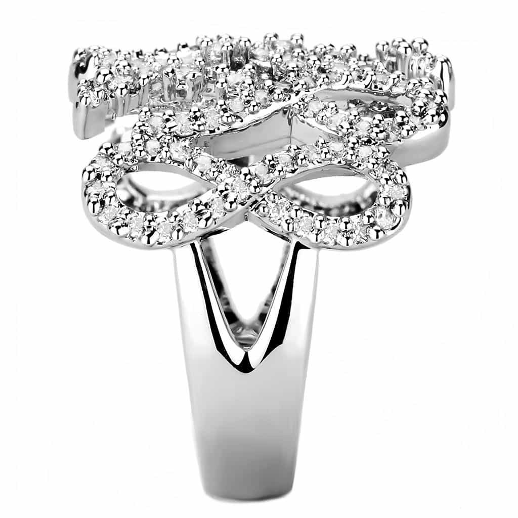 Brass CZ Pavé Open Scroll Wide Cocktail Ring view 9