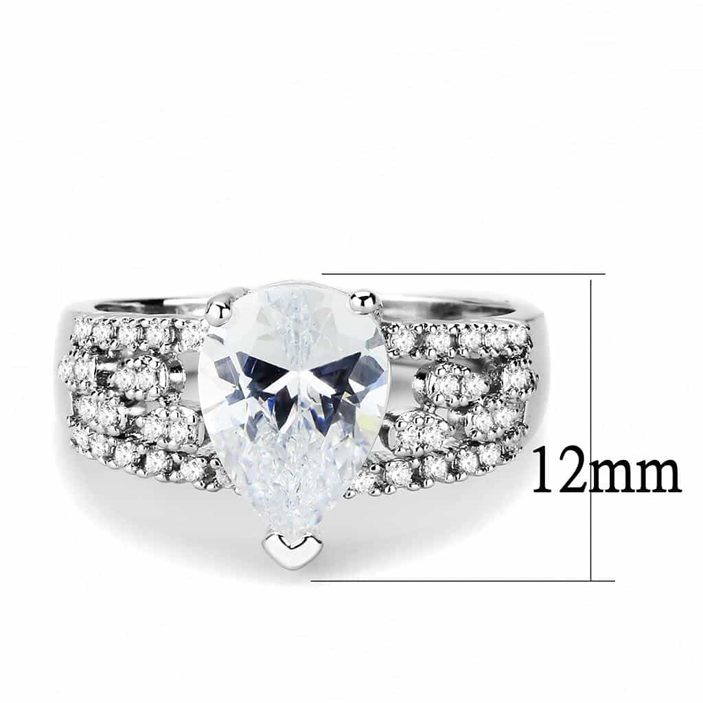 Brass CZ Oval Solitaire Wide Pavé Band Ring view 7