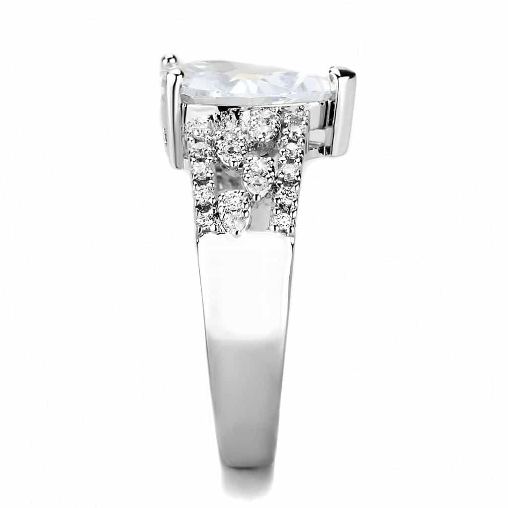 Brass CZ Oval Solitaire Wide Pavé Band Ring view 9