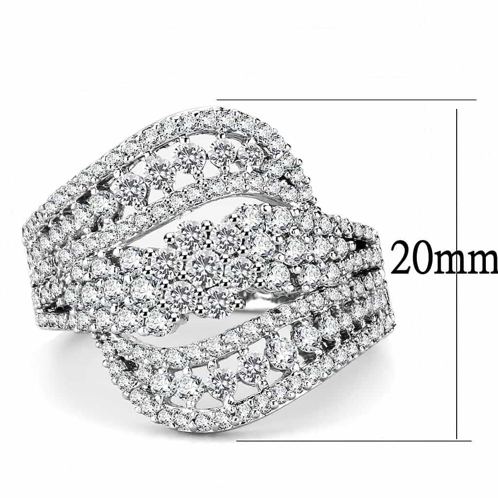 Brass CZ Multi-Row Leaf Feather Wide Ring | The Stainless Jewelry view 7