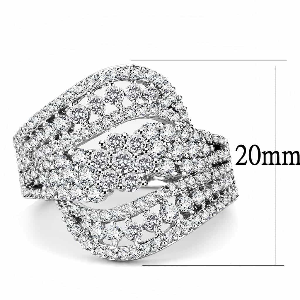 Brass CZ Multi-Row Leaf Feather Wide Ring | The Stainless Jewelry view 2