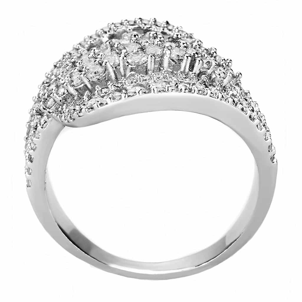 Brass CZ Multi-Row Leaf Feather Wide Ring | The Stainless Jewelry view 8